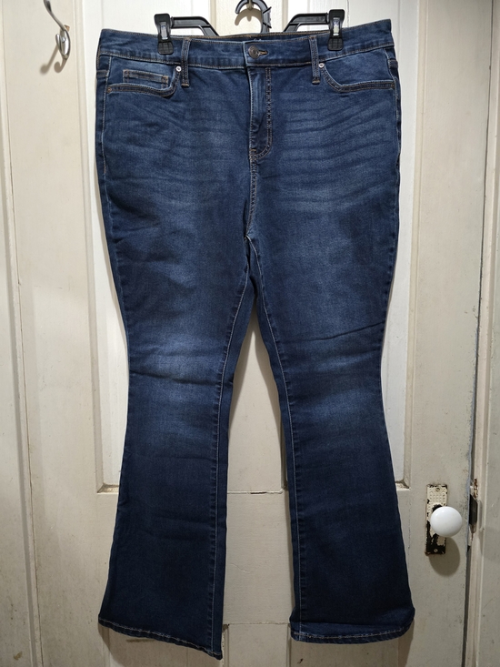 Terra & Sky Denim - Terra & Sky Dark Blue Flare Jeans - Mid-Rise Stretch